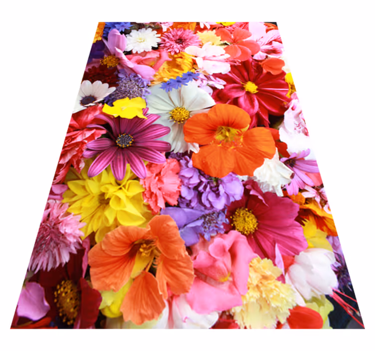 Floral vinyl rug with an abundance of colorful blooms - TenStickers