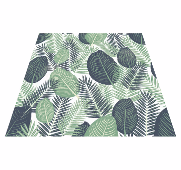 Floral vinyl rug with large green plants design - TenStickers