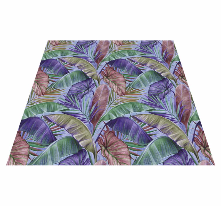 Floral vinyl rug with purple leaves design - TenStickers