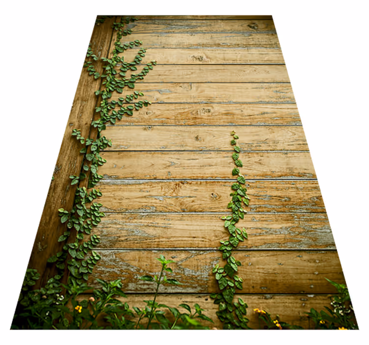 Floral vinyl rug with vines on wood design - TenStickers