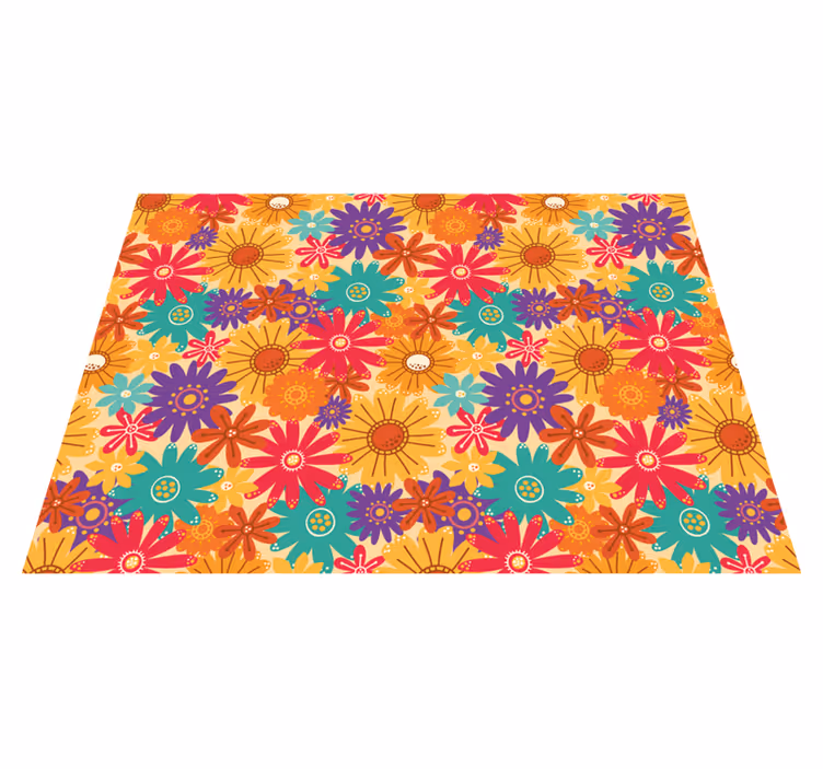 Floral vinyl rug abundant with flowers - TenStickers