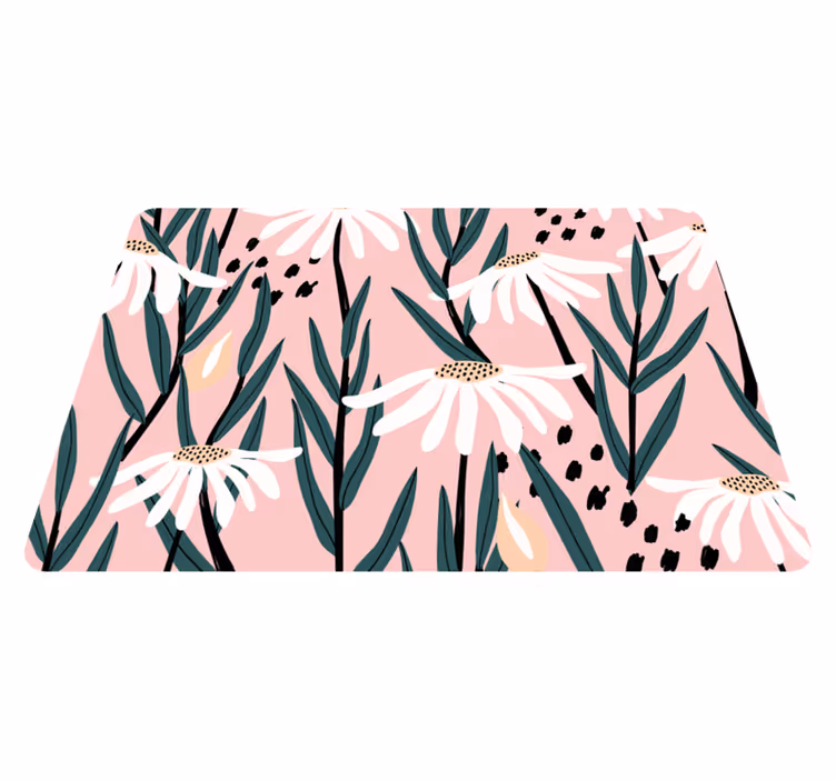 Floral vinyl rug daisies on a pink background - TenStickers