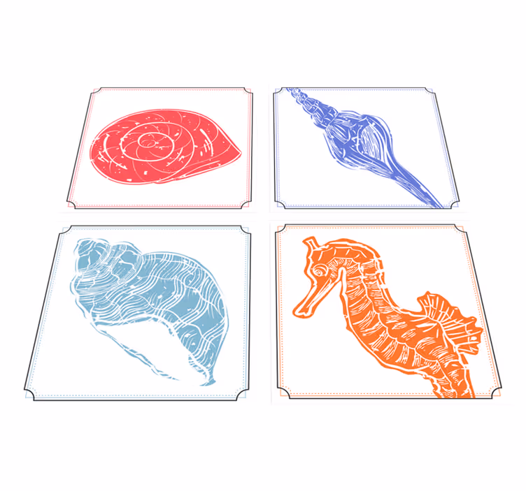 Floral vinyl rug with marine life designs - TenStickers
