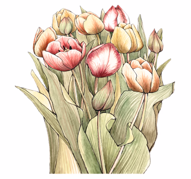 Colorful tulip bouquet floral vinyl rug - TenStickers