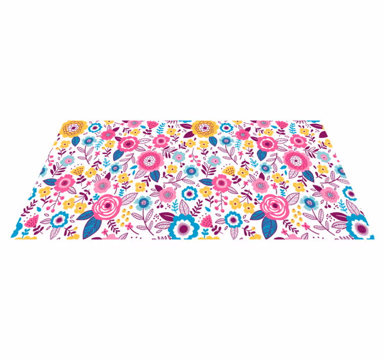 Floral vinyl rug kallax pink flowers - TenStickers