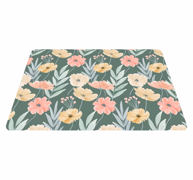 Floral vinyl rug original watercolor floral design - TenStickers