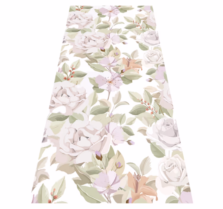 Floral vinyl rug with elegant floral design - TenStickers