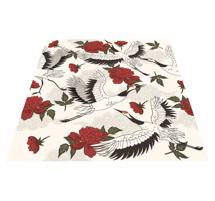 Calming earth tones floral vinyl rug - TenStickers