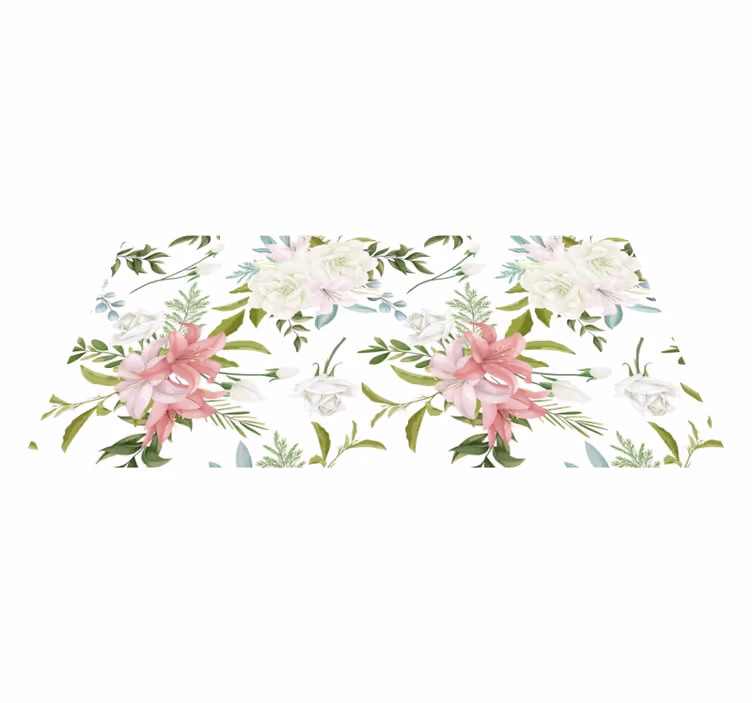 Floral vinyl rug in a minimalist garden design - TenStickers