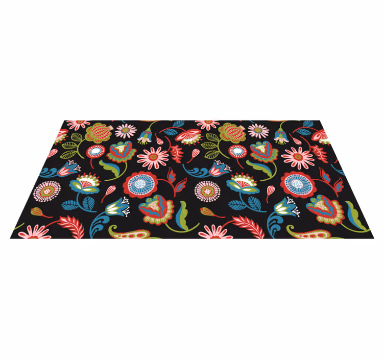 Colorful folk pattern floral vinyl rug - TenStickers