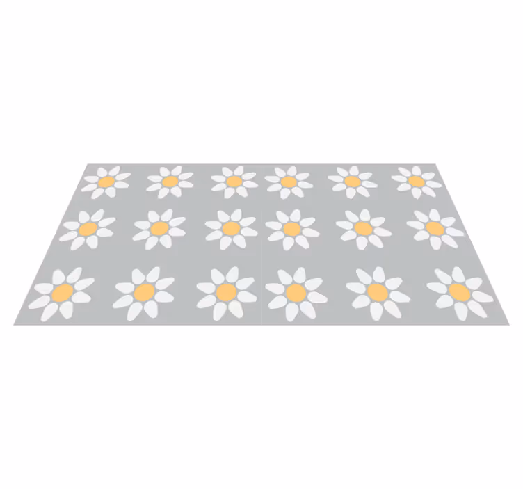 Floral vinyl rug with daisy design - TenStickers