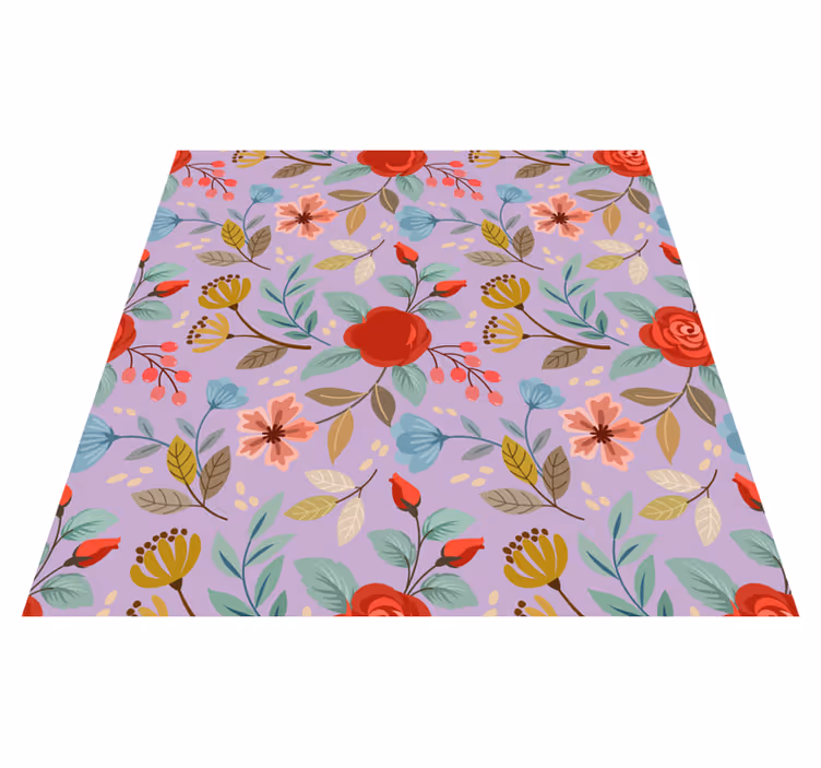 Colorful flowers floral vinyl rug - TenStickers