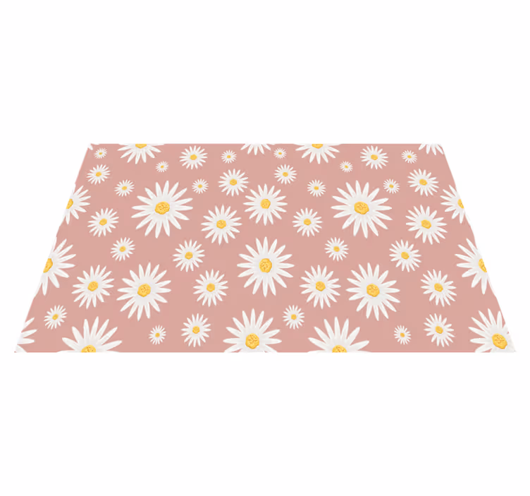 Floral vinyl rug with cute pink daisy pattern - TenStickers