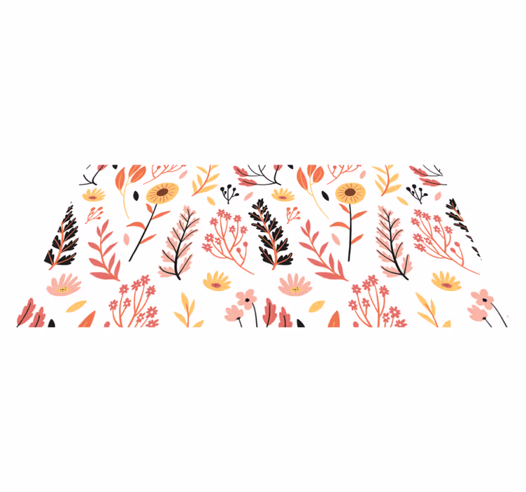 Floral vinyl rug with vibrant flowers on white - TenStickers