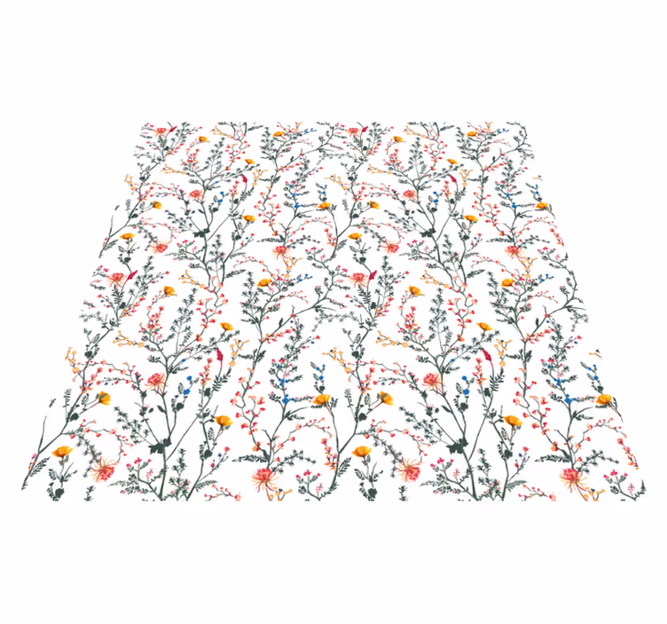 Thin minimalistic garden flowers floral vinyl rug - TenStickers