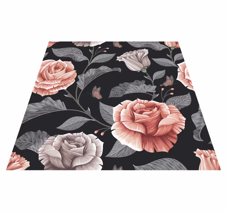Floral vinyl rug with rose pattern - TenStickers