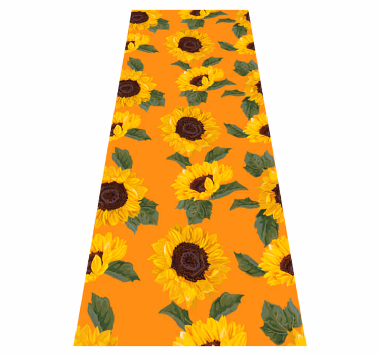 Floral vinyl rug with orange sunflower design - TenStickers