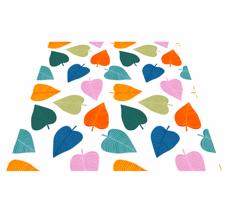 Floral vinyl rug with vibrant colorful leaves - TenStickers