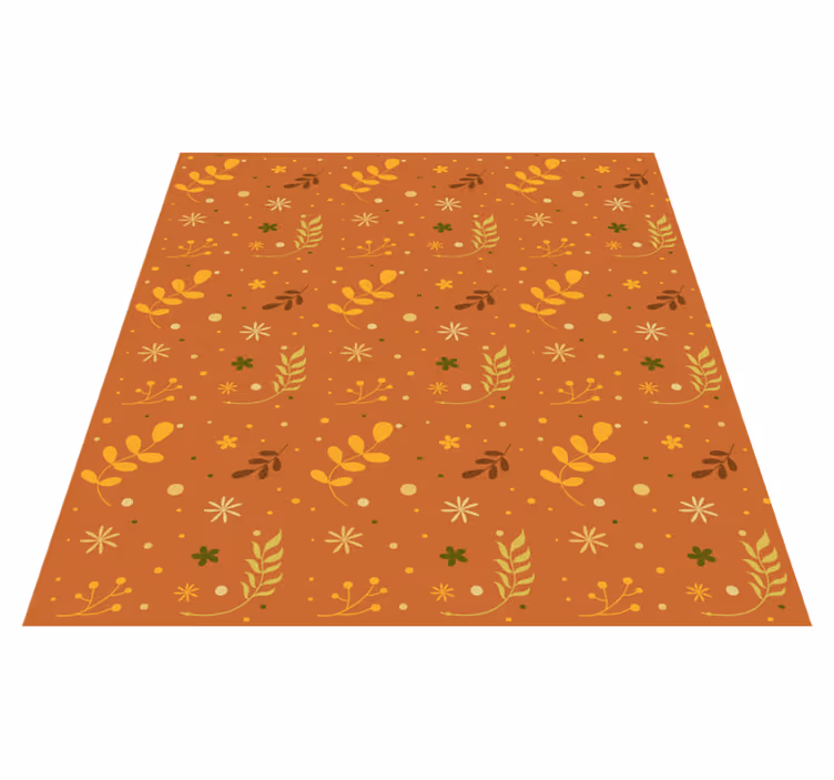 Floral vinyl rug with orange leaf tones design - TenStickers