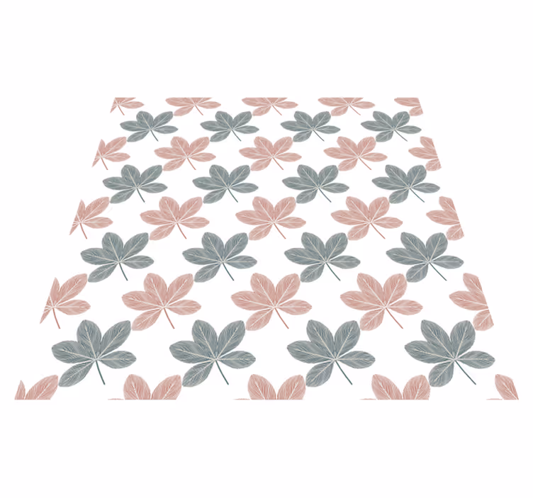 Floral vinyl rug with pink and blue leaf design - TenStickers