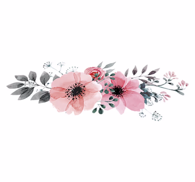 Flower vinyl rug aquarella poppies - TenStickers