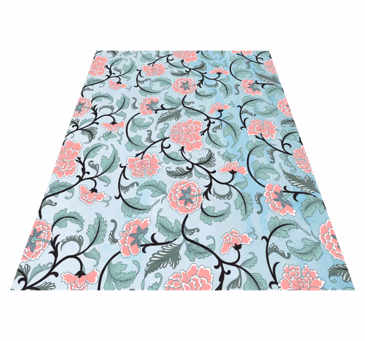 Floral vinyl rug featuring japanese flower design - TenStickers
