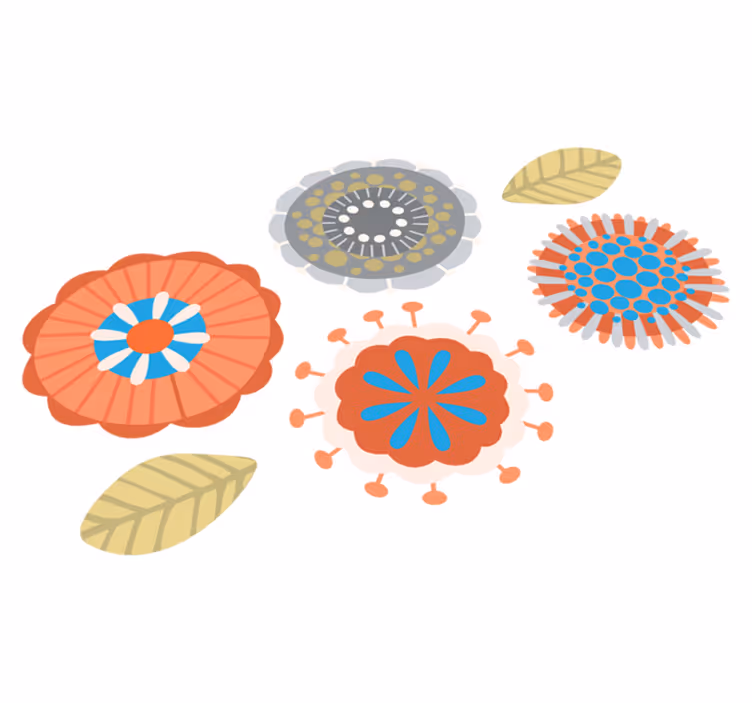 Colorful floral shapes flower vinyl rug - TenStickers