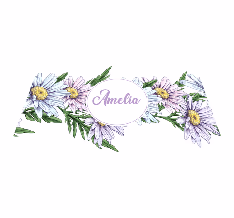 Floral vinyl rug with personalized daisy design - TenStickers