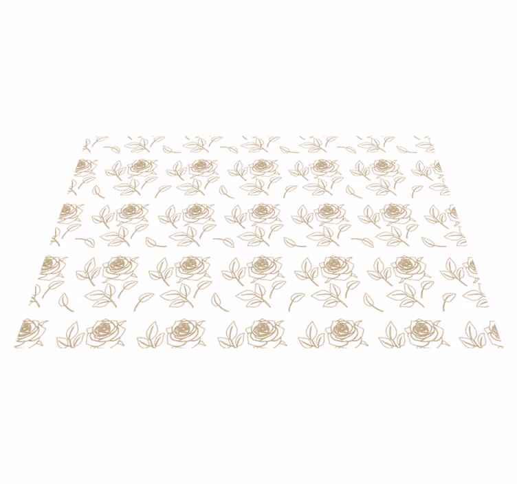 Floral vinyl rug with detailed rose pattern beige background - TenStickers