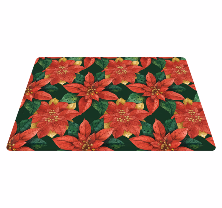 Floral vinyl rug with beautiful red and green design - TenStickers