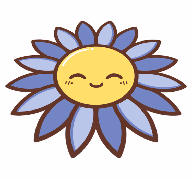 Floral vinyl rug silhouette happy purple flower - TenStickers