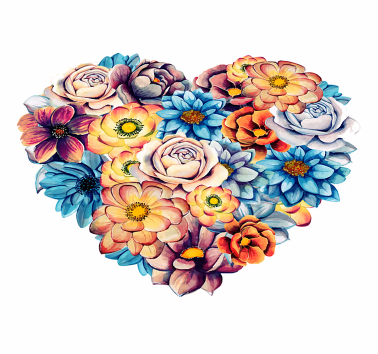 Floral vinyl rug in a lovely heart of flowers - TenStickers