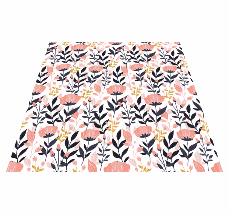 Floral vinyl rug with pink flowers design - TenStickers