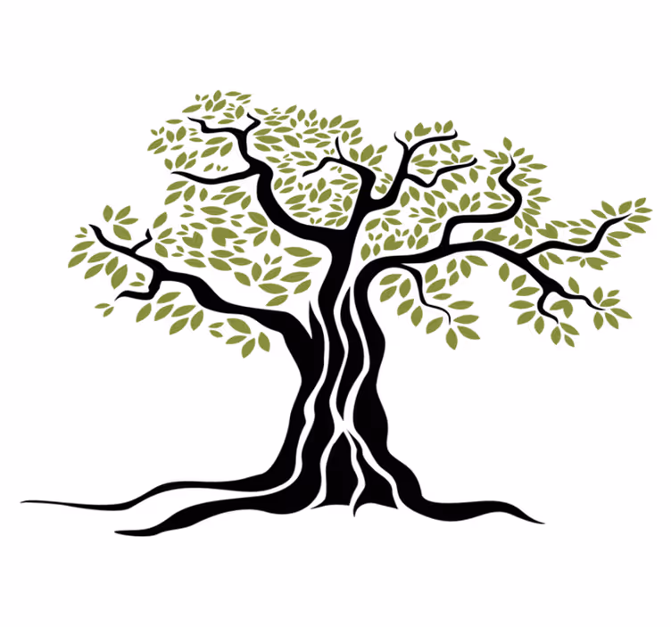 Floral vinyl rug featuring black olive tree leaves - TenStickers