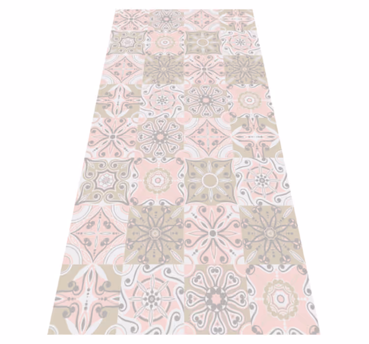 Kitchen vinyl rug in pink and grey tile - TenStickers