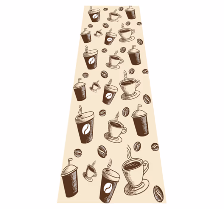 Kitchen vinyl rug with a great coffee mugs pattern - TenStickers