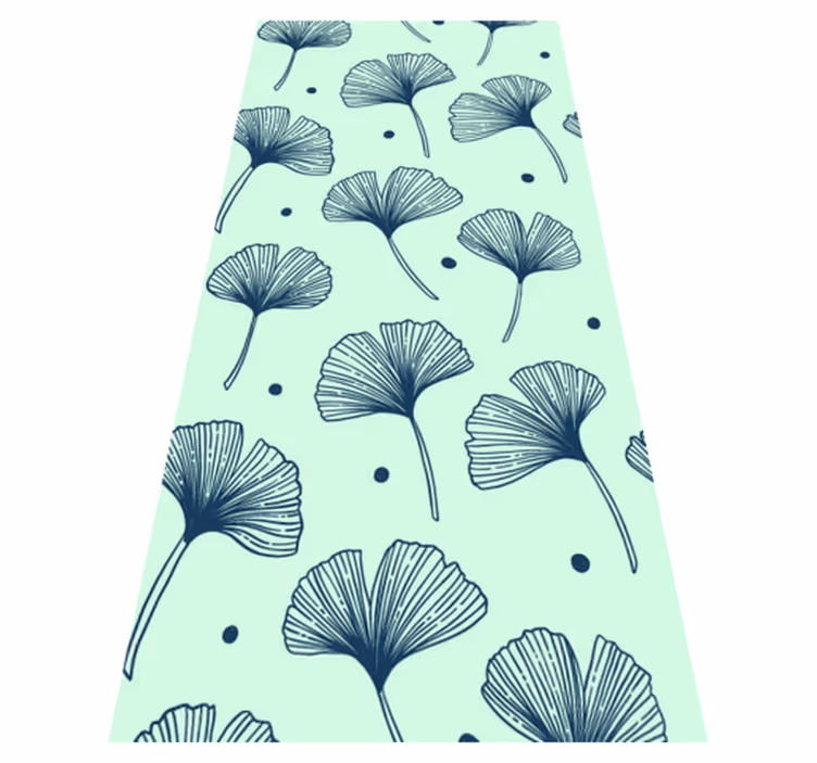 Kitchen vinyl rug in blue floral design - TenStickers