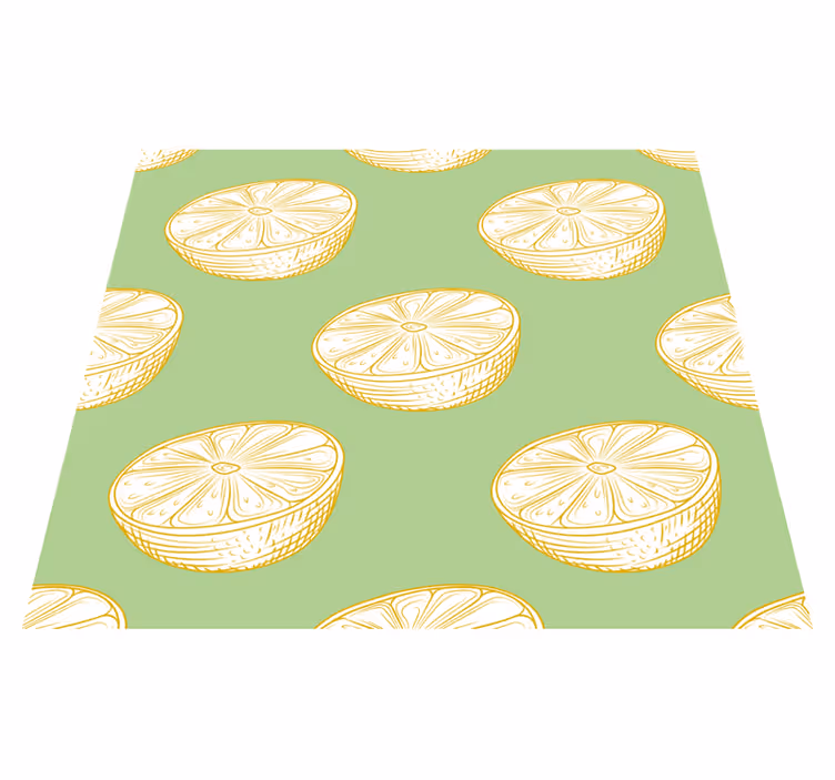 Kitchen vinyl rug with hand drawn lemon design - TenStickers