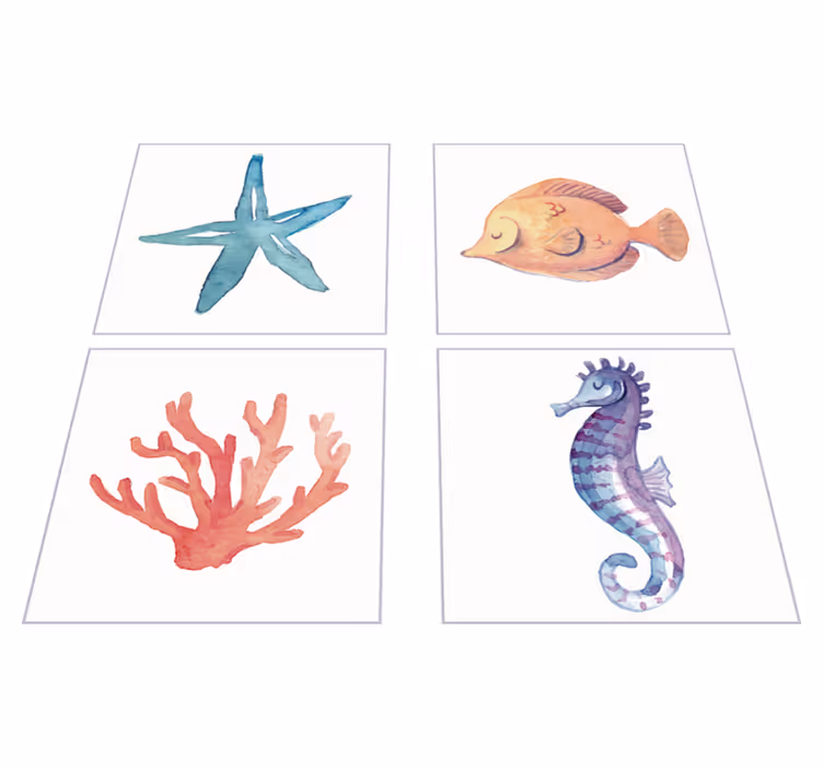 Bathroom vinyl rug with sea animals design - TenStickers