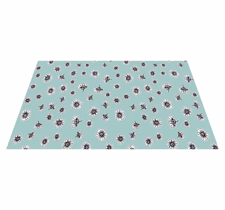Floral vinyl rug with charming white daisies - TenStickers