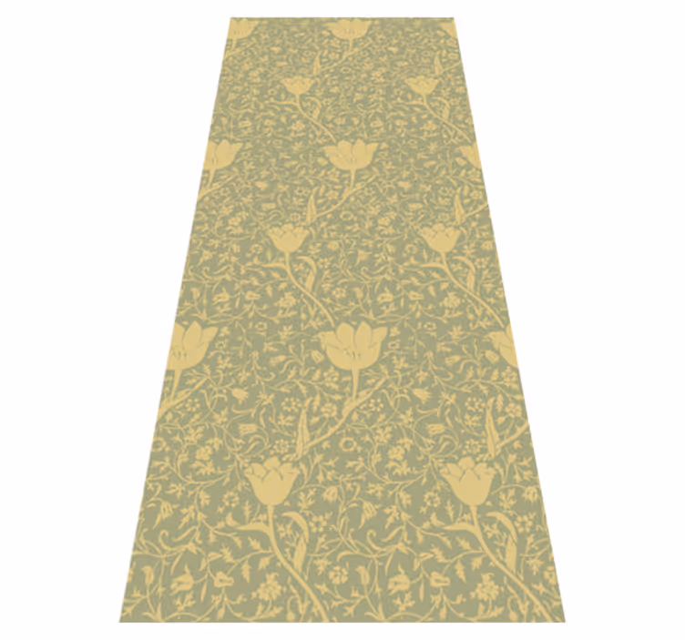 Floral vinyl rug with subtle gold and green pattern - TenStickers
