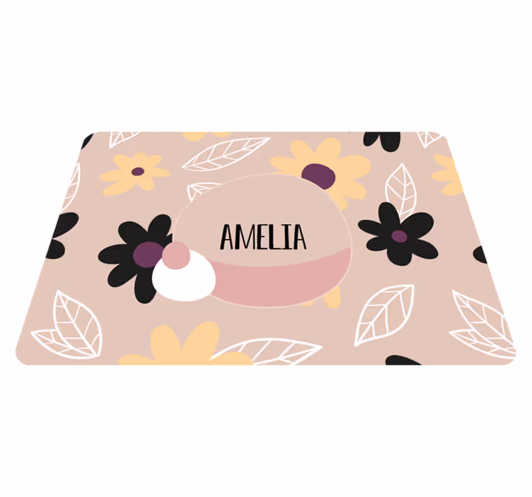 Floral vinyl rug in vibrant modern flowers on beige - TenStickers