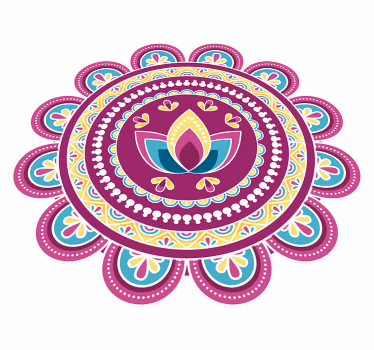 Floral vinyl rug colorful lotus mandala design - TenStickers