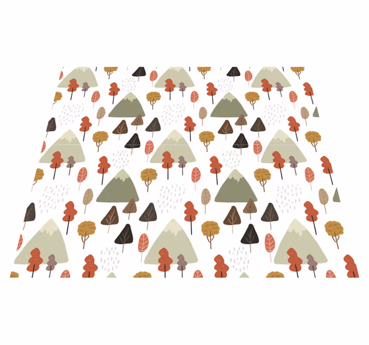 Floral vinyl rug with playful tree designs - TenStickers