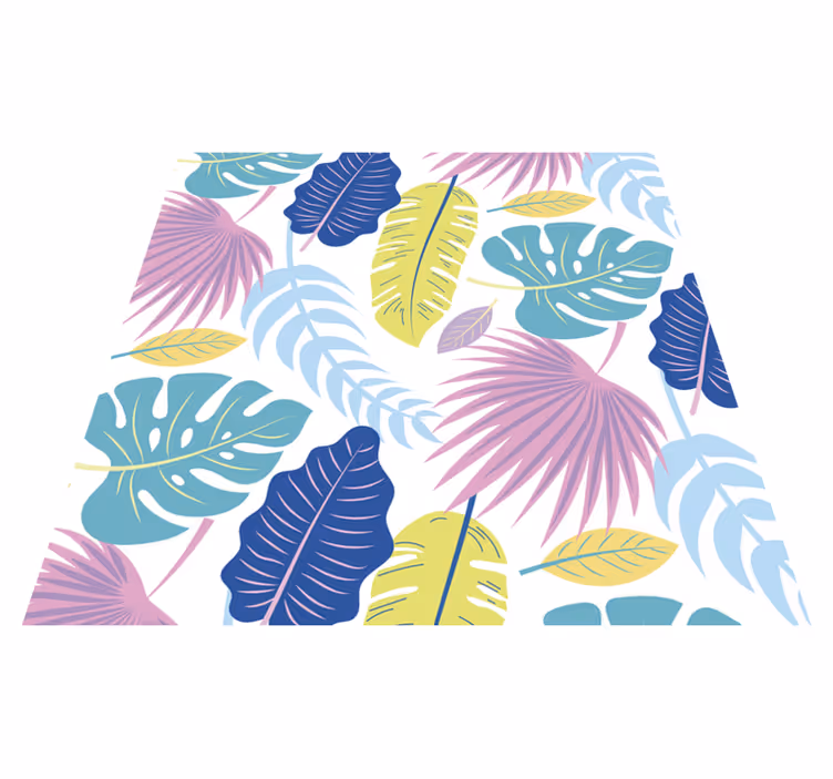 Floral vinyl rug with colorful leaf designs - TenStickers