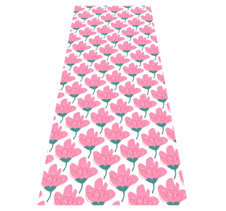 Pink flowers flower vinyl rug - TenStickers