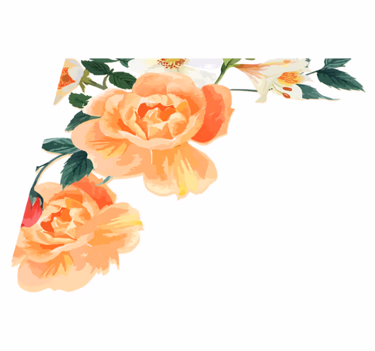 Flower vinyl rug peach rose arrangement - TenStickers