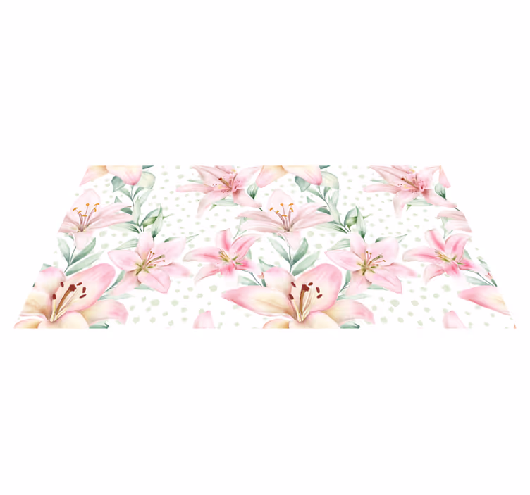 Flower vinyl rug with elegant lily designs - TenStickers