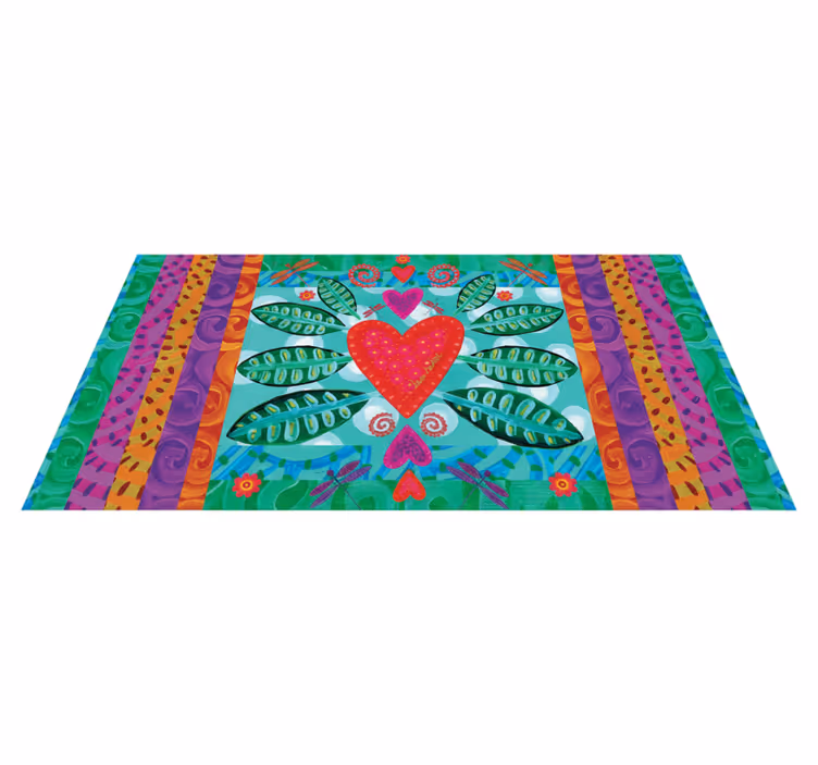 Living room vinyl rug colourful red heart - TenStickers