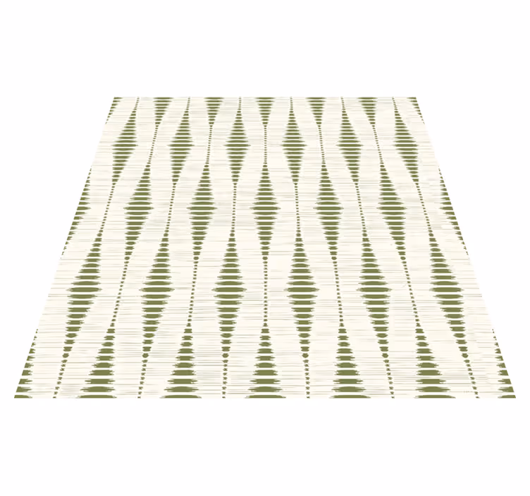 Geometric vinyl rug in moss green rabaul ikat - TenStickers
